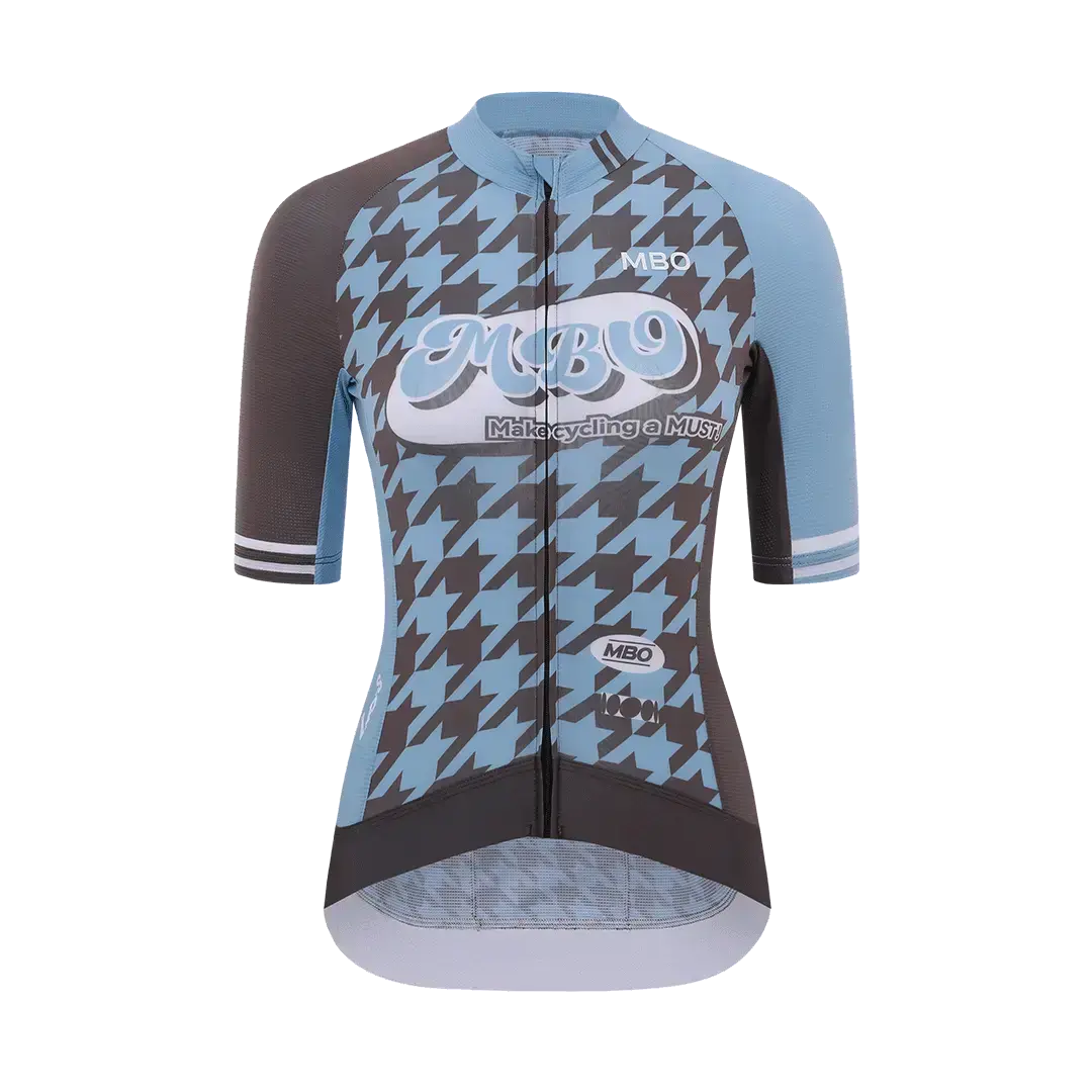 Women's Frontier Pro Cycling Jersey SC311 Urban Canvas - Hounds tooth Blue Brown