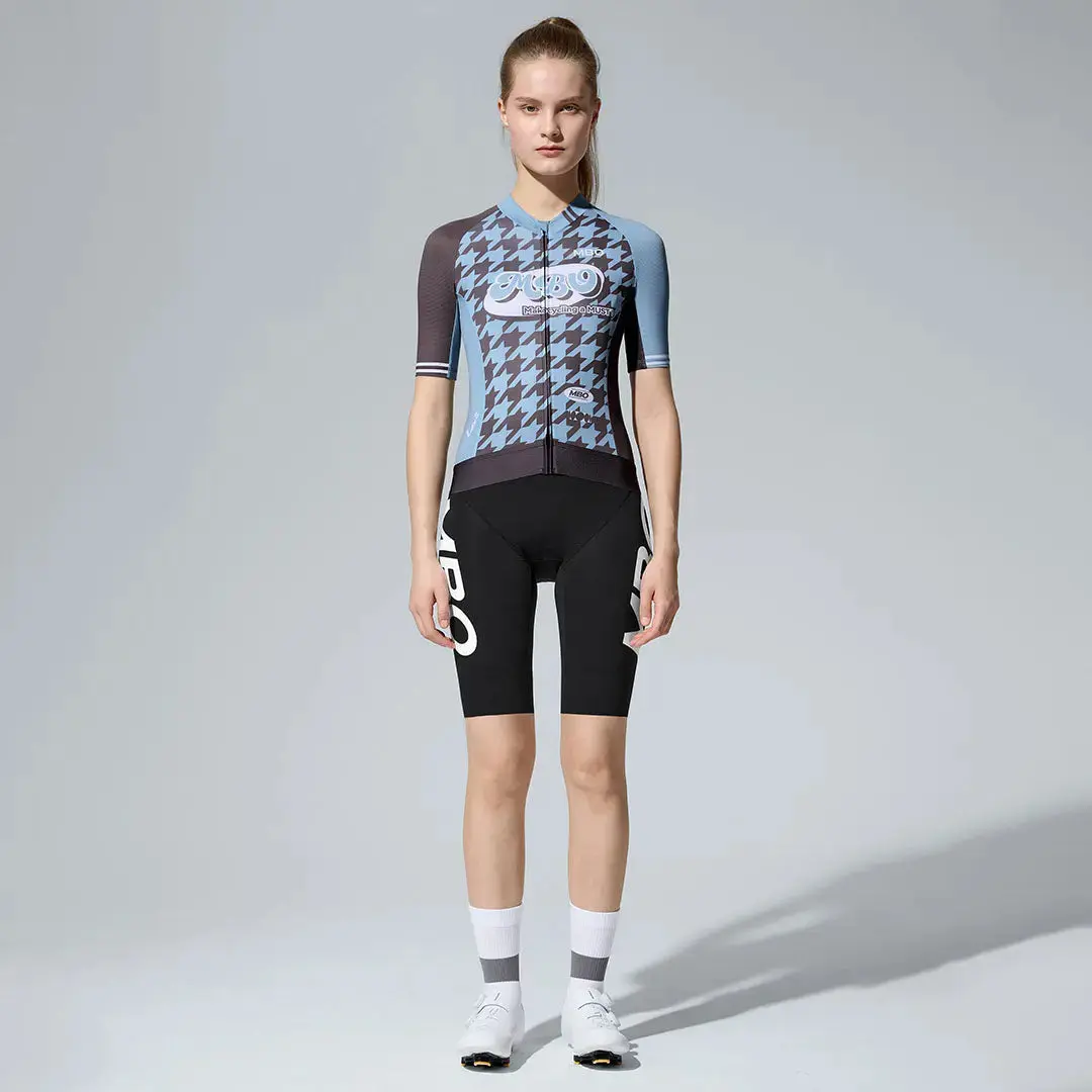 Women's Frontier Pro Cycling Jersey SC311 Urban Canvas - Hounds tooth Blue Brown - Image 2