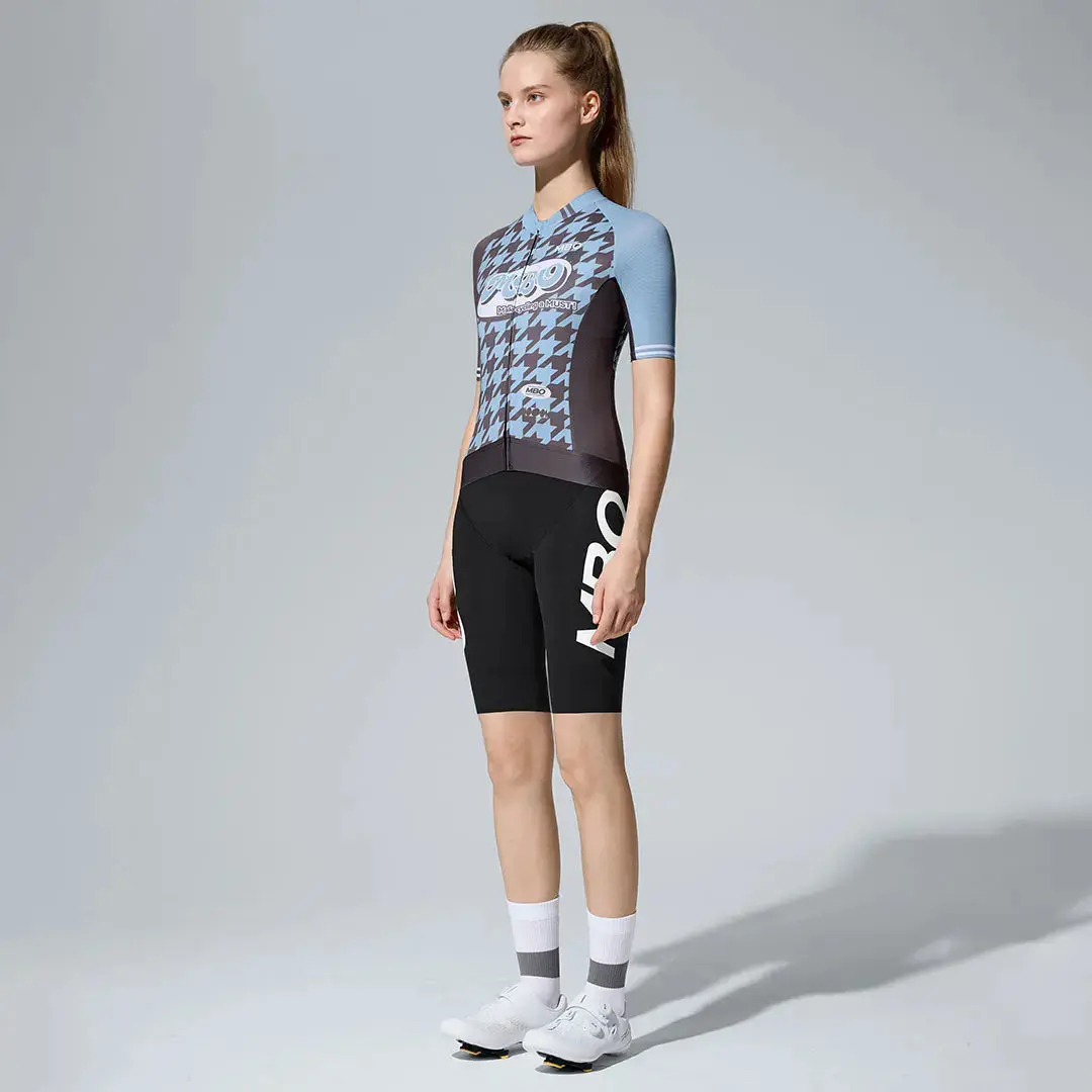 Women's Frontier Pro Cycling Jersey SC311 Urban Canvas - Hounds tooth Blue Brown - Image 3