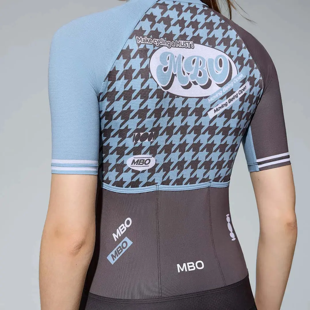 Women's Frontier Pro Cycling Jersey SC311 Urban Canvas - Hounds tooth Blue Brown - Image 6